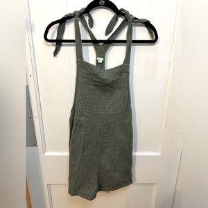 Aerie Olive Green Short Overalls Romper Size Small
